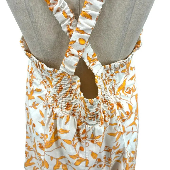 Anthropologie Maeve Sweetheart Mini Dress Floral Print Cream Orange Size XL - Picture 10 of 14